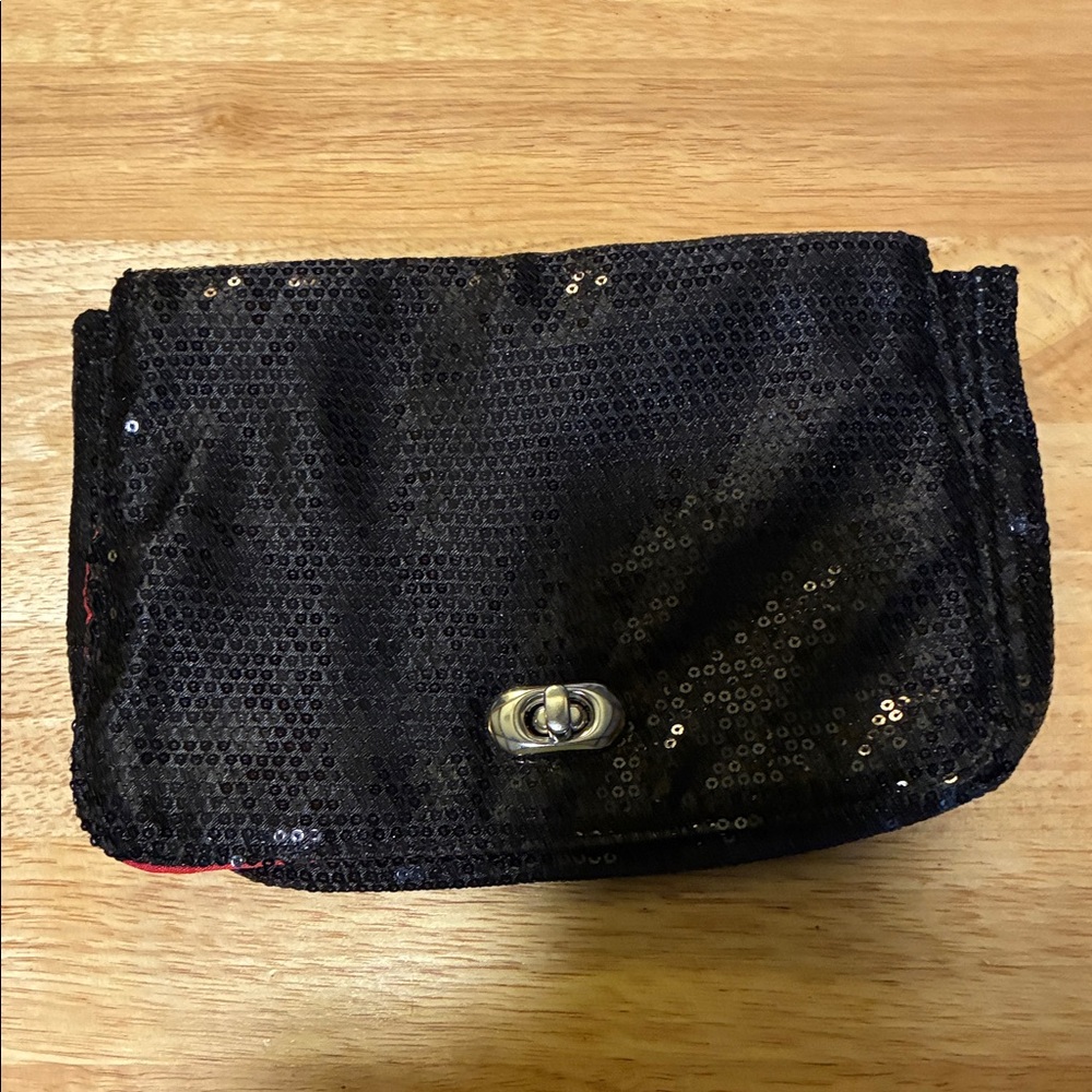Elegant Black Sequin Cosmetic Bag